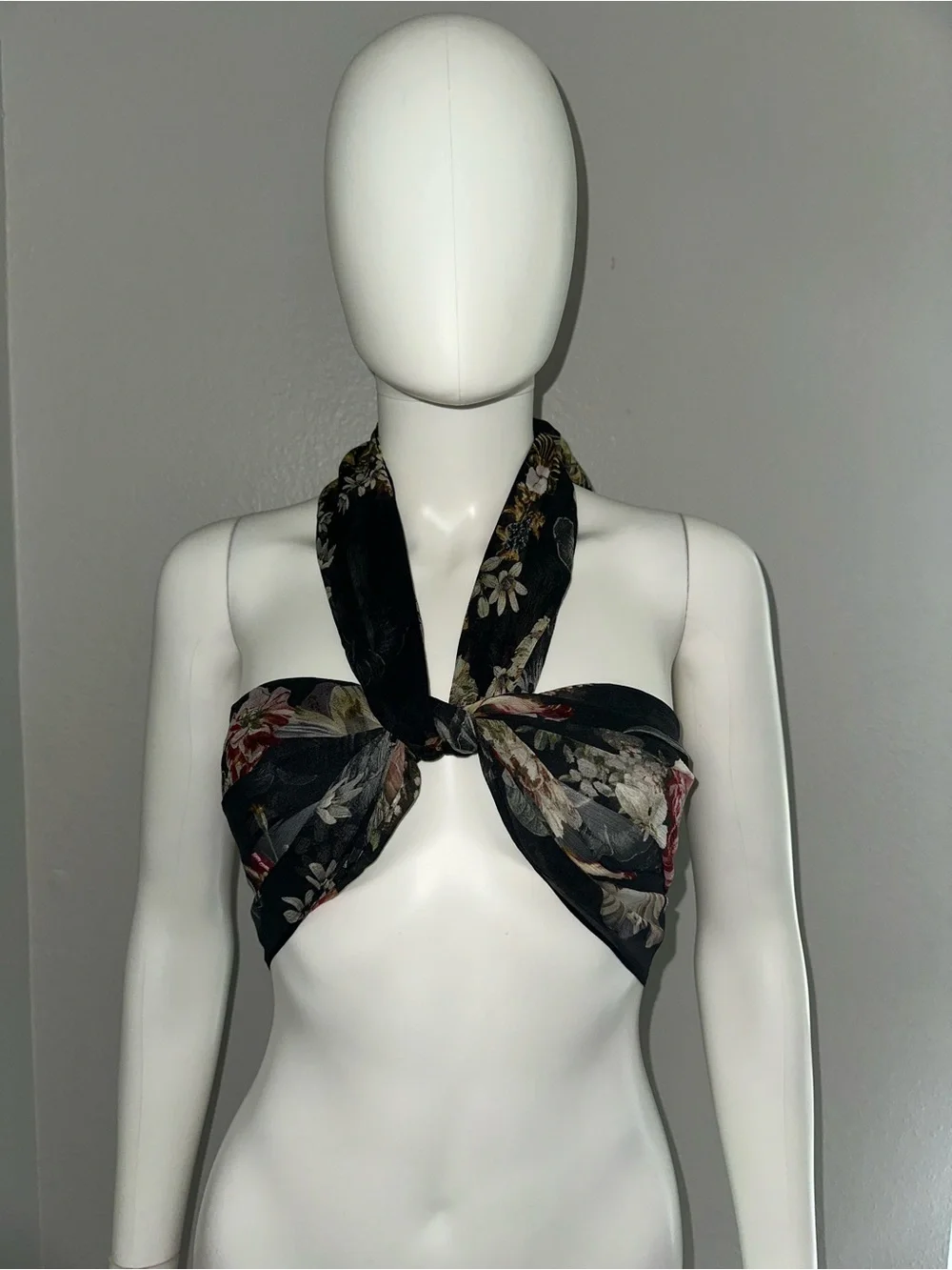 CAMILLA “A Night At The Opera” boho black floral silk long scarf shawl belt top